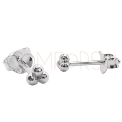 Mini boucles d’oreilles 3 boules 3mm argent 925 plaqué or