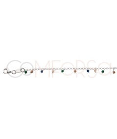 Bracelet avec pierres colorées suspendues 18 + 3cm argent 925