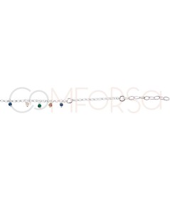 Bracelet avec pierres colorées suspendues 18 + 3cm argent 925