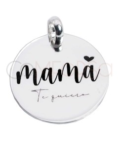 Médaille 20mm phrase "Mamá te quiero" argent 925