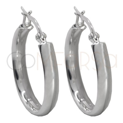 Créoles demi-jonc 25mm argent 925 plaqué or