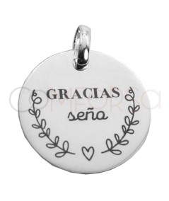 "Gracias seño" et année du cours médaille 20mm argent 925
