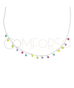 Ras-de-cou avec des boules multicolores suspendues 40 + 5cm argent 925