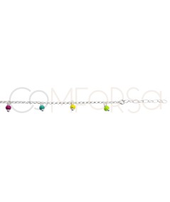 Bracelet avec des boules multicolores suspendues 18 + 3cm argent 925