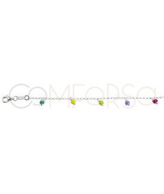 Bracelet avec des boules multicolores suspendues 18 + 3cm argent 925