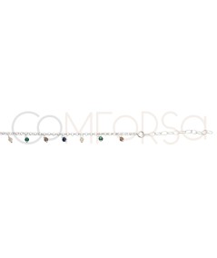 Chevillière avec des pierres multicolores suspendues 21 + 4cm argent 925