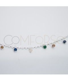 Chevillière avec des pierres multicolores suspendues 21 + 4cm argent 925