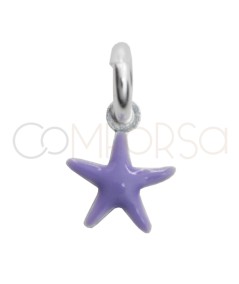 Breloque mini étoile émaillée violet 5.6mm argent 925