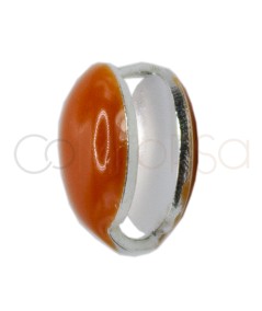 Perle intercalaire mini cercle émaillée orange 6mm argent 925