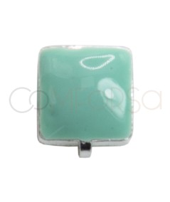 Perle intercalaire mini carré émaillée mint 5.5mm argent 925