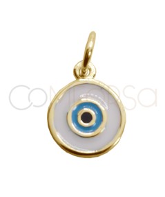 Pendentif oeil turc rond 9mm argent 925 plaqué or