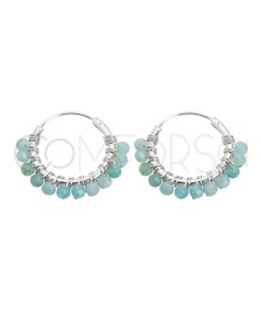 Créoles avec des pierres Amazonite 12mm argent 925