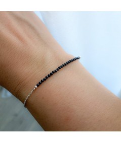 Bracelet de pierres Spinelle Noire argent 925