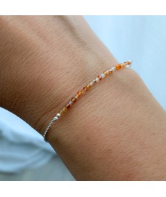 Bracelet de pierres Agate Orange argent 925