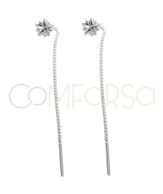 Boucles d’oreilles chaîne avec zircone étoile Crystal 5cm argent 925