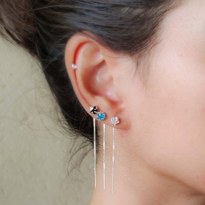 Boucles d’oreilles chaîne avec zircone étoile Crystal 5cm argent 925