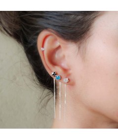 Boucles d’oreilles chaîne avec zircone étoile Crystal 5cm argent 925