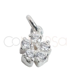 Pendentif fleur de zircones 5mm argent 925