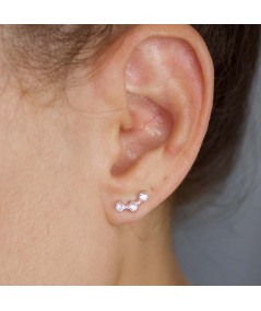 Boucles d’oreilles 3 zircones 5 x 10mm argent 925 plaqué or