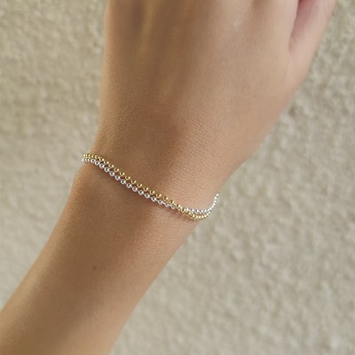 Bracelet de boules 2mm argent 925 plaqué or