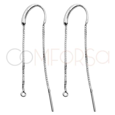 Boucle d'oreille crochet avec chaîne 30mm argent 925 plaqué or