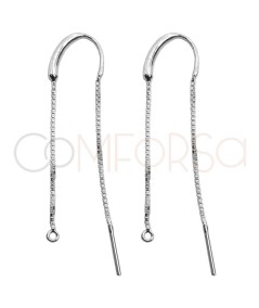 Boucle d'oreille crochet avec chaîne 30mm argent 925 plaqué or