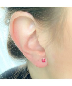 Boucles d’oreilles pierre Pink Tourmaline 4mm argent 925
