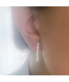 Boucles d’oreilles longues de zircones simples 2.5 x 25mm argent 925
