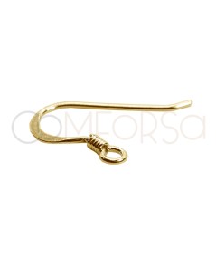 Crochet d'oreille avec anneau 10 x 19 mm argent 925 plaqué or