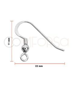 Crochet long avec boule 11 x 22 mm argent 925ml