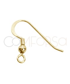 Crochet d'oreille avec perle 9 x 17 mm argent 925 plaqué or