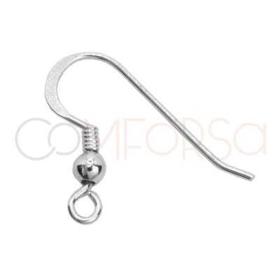 Crochet d'oreille avec perle 9 x 17 mm argent 925 plaqué or