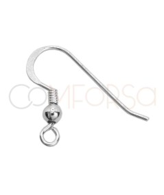 Crochet d'oreille avec perle 9 x 17 mm argent 925 plaqué or