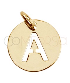 Pendentif lettre A ajourée 12mm argent 925 plaqué or