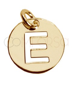 Pendentif lettre E ajourée 12mm argent 925 plaqué or