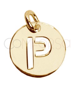Pendentif lettre P ajourée 12mm argent 925 plaqué or