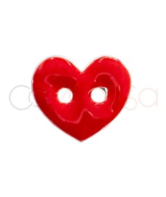 Intercalaire bouton cœur émaillé rouge 10 x 9mm argent 925