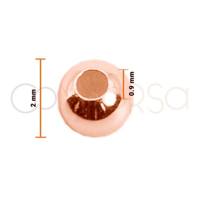 Boule lisse 2 mm (0.9 int.) argent 925 plaqué or rose