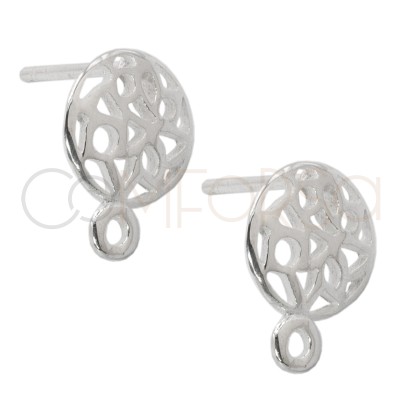 Boucle d'oreille ajouré avec anneau 10 mm argent 925 plaqué or