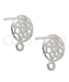 Boucle d'oreille ajouré avec anneau 10 mm argent 925 plaqué or