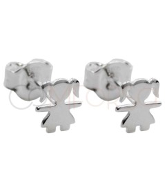 Boucle d'oreille silhouette de fille 6 x 7mm argent 925