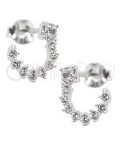 Boucle d'oreille circulaire zircone Crystal 10 mm argent 925