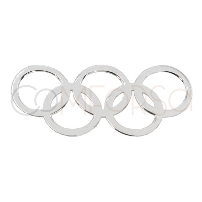 Intercalaire anneaux olympiques 22.6 x 10mm argent 925 plaqué or