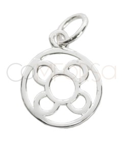 Pendentif rond carreau fleur "Panot" 12mm argent 925