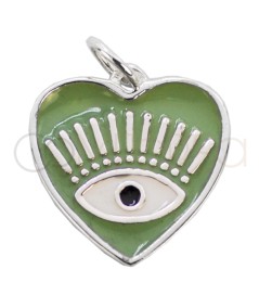 Pendentif coeur oeil mint 16 x 16mm argent 925