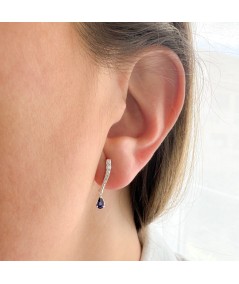 Boucles d'oreilles de zircone avec larme Tanzanite 2 x 13mm argent 925