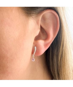 Boucles d'oreilles de zircone avec larme Rose 2 x 13mm argent 925