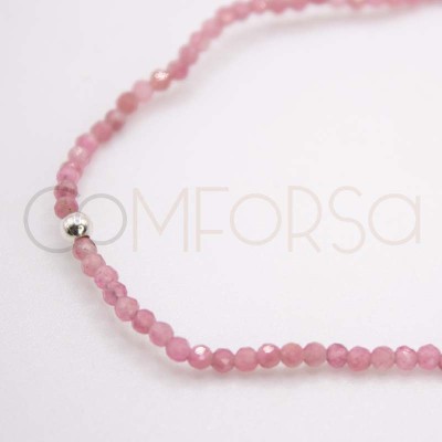 Bracelet élastique de pierres Pink Tourmaline argent 925