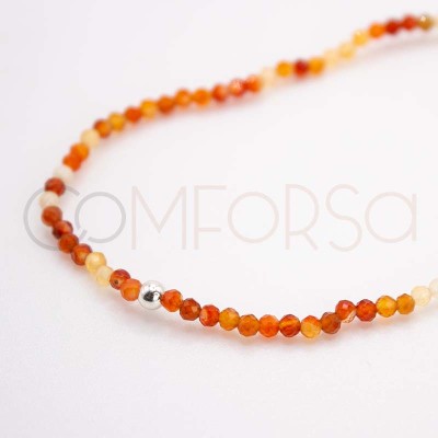 Bracelet élastique de pierres Agate Orange argent 925