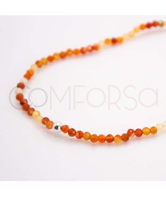 Bracelet élastique de pierres Agate Orange argent 925